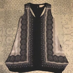 Black and gray dress with keyhole neckline